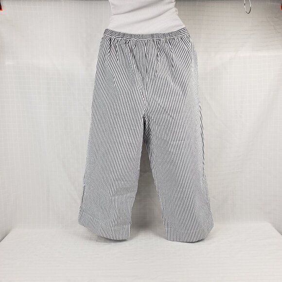 Capris Quacker Factory Lightweight Blue White Stripe Women Cotton Blend - Picture 2 of 15